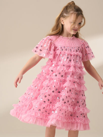 Angel & Rocket Pink Bea Mesh Frill Dress image 1