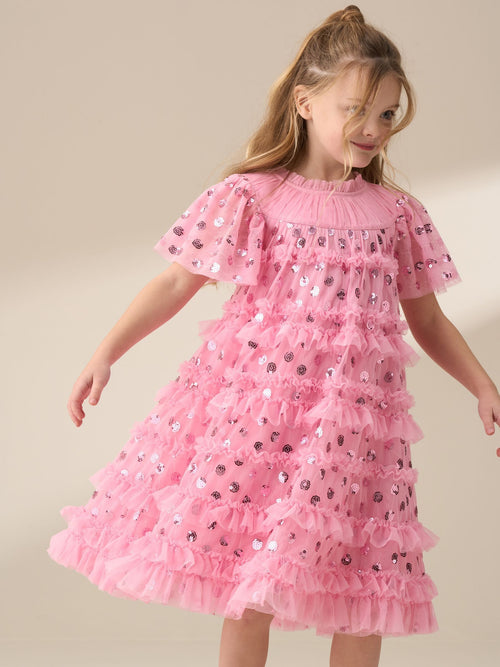 Dsiney Kidz - Angel & Rocket Pink Bea Mesh Frill Dress image 1