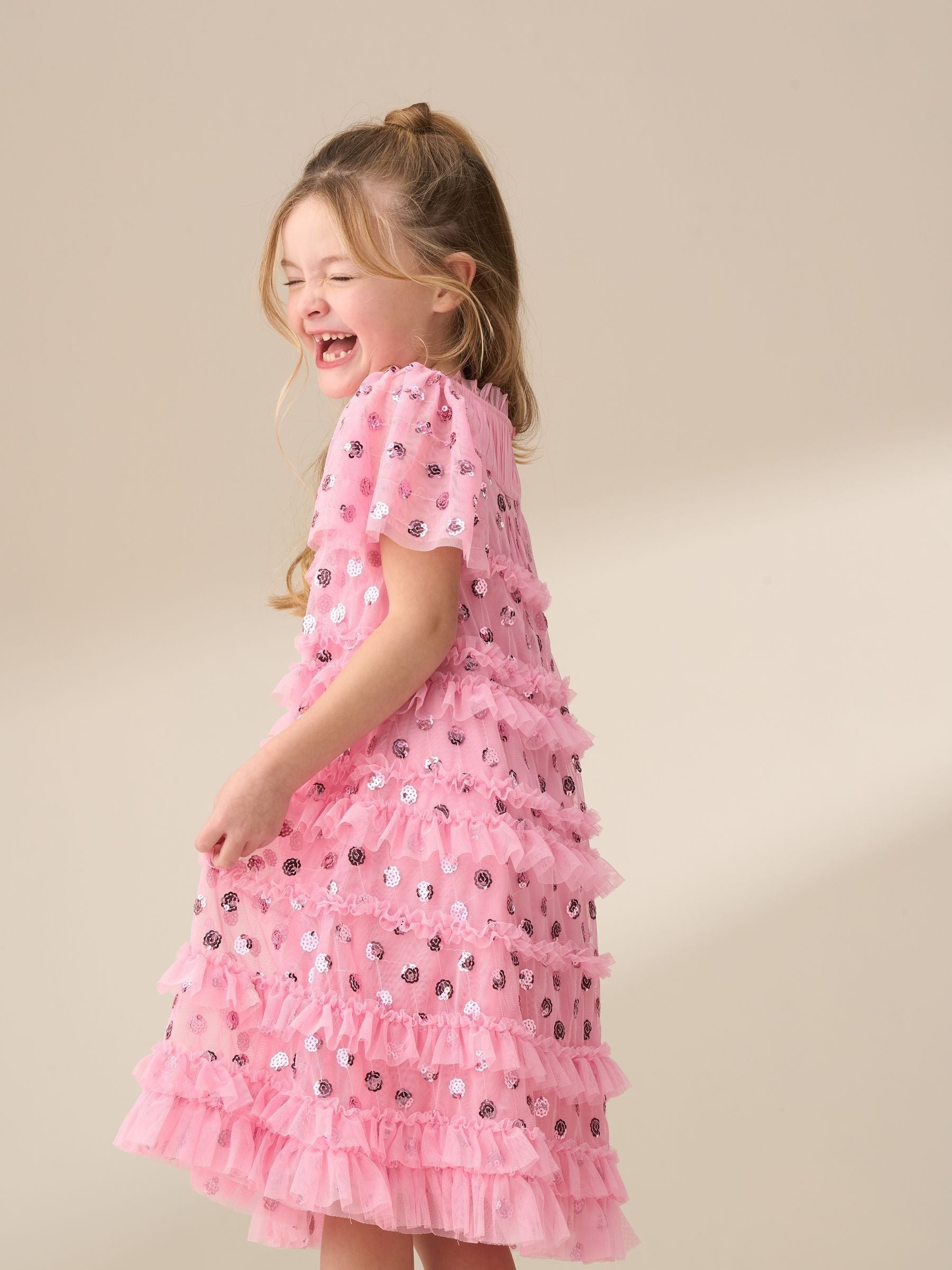 Angel & Rocket Pink Bea Mesh Frill Dress image 5