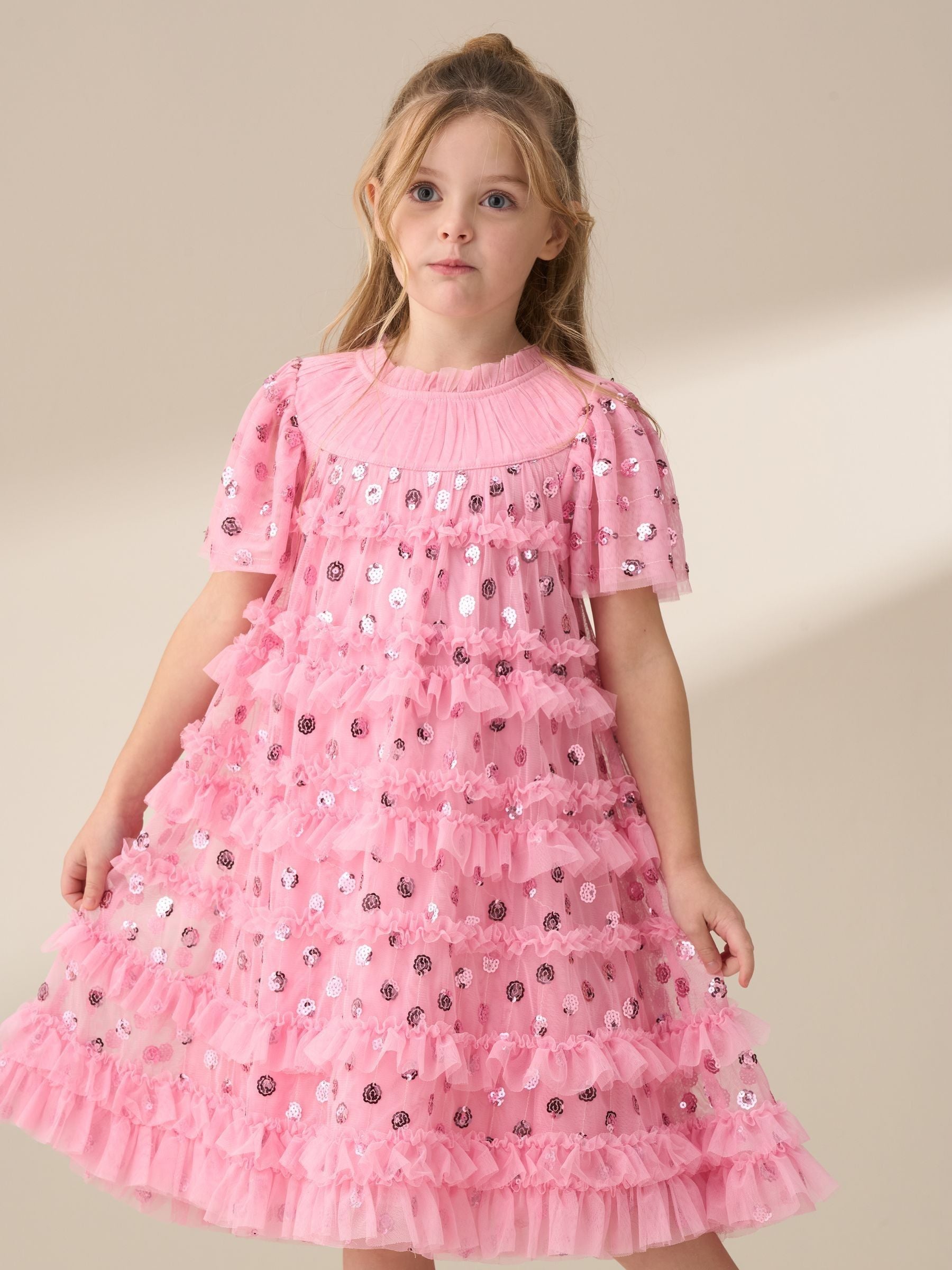 Angel & Rocket Pink Bea Mesh Frill Dress image 6
