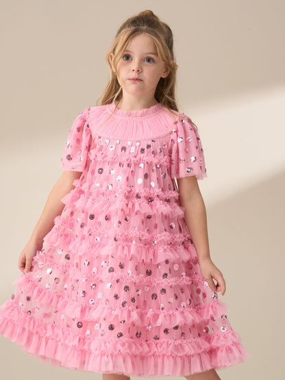 Angel & Rocket Pink Bea Mesh Frill Dress image 6