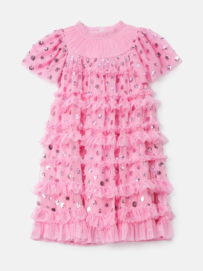 Angel & Rocket Pink Bea Mesh Frill Dress image 7