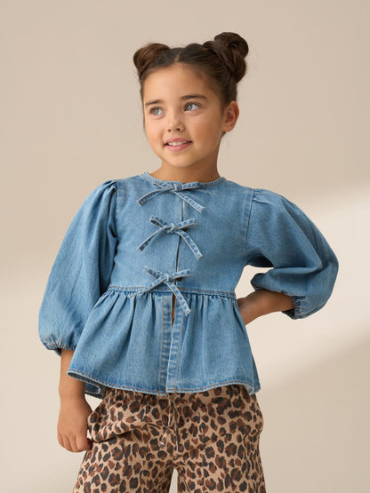 Dsiney Kidz - Angel & Rocket Blue Ria Broderie Tie Front Peplum Blouse image 2