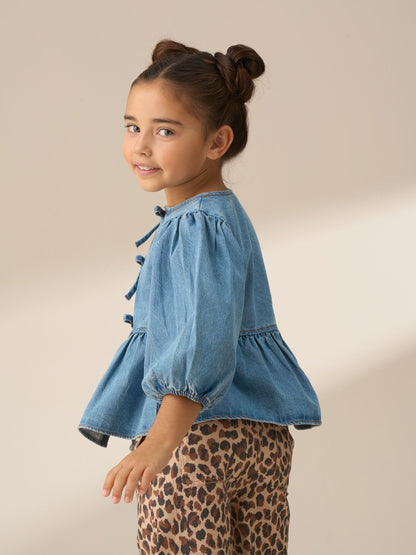 Dsiney Kidz - Angel & Rocket Blue Ria Broderie Tie Front Peplum Blouse image 3