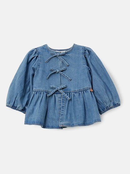 Dsiney Kidz - Angel & Rocket Blue Ria Broderie Tie Front Peplum Blouse image 6