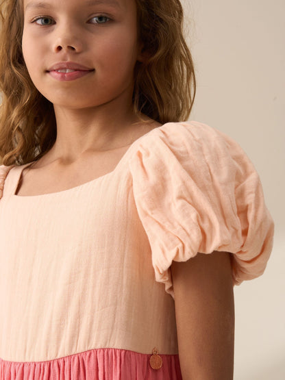 Angel & Rocket Pink Casey Multi Tiered Colourblock 100% Cotton Dress image 4
