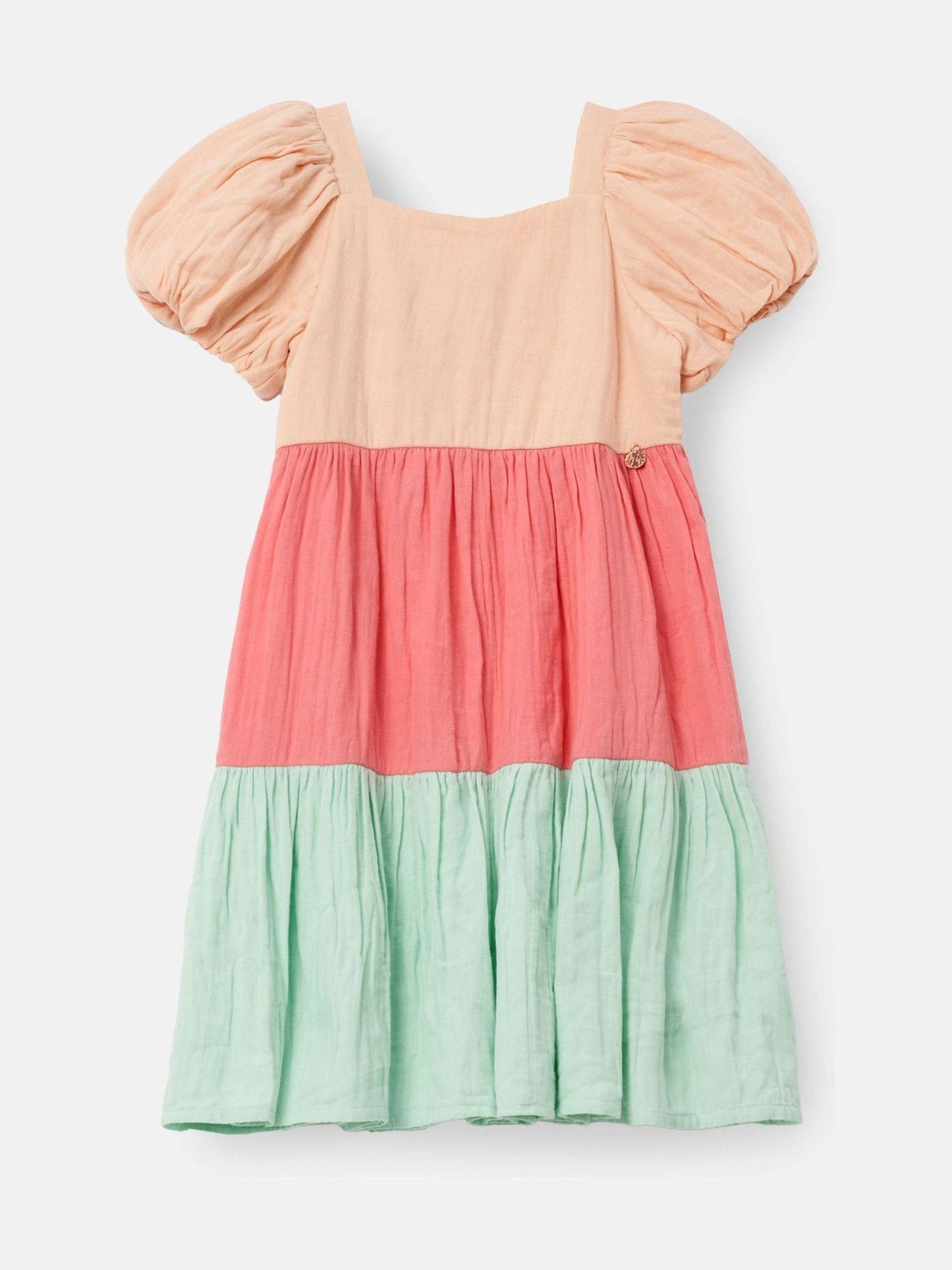 Angel & Rocket Pink Casey Multi Tiered Colourblock 100% Cotton Dress image 6