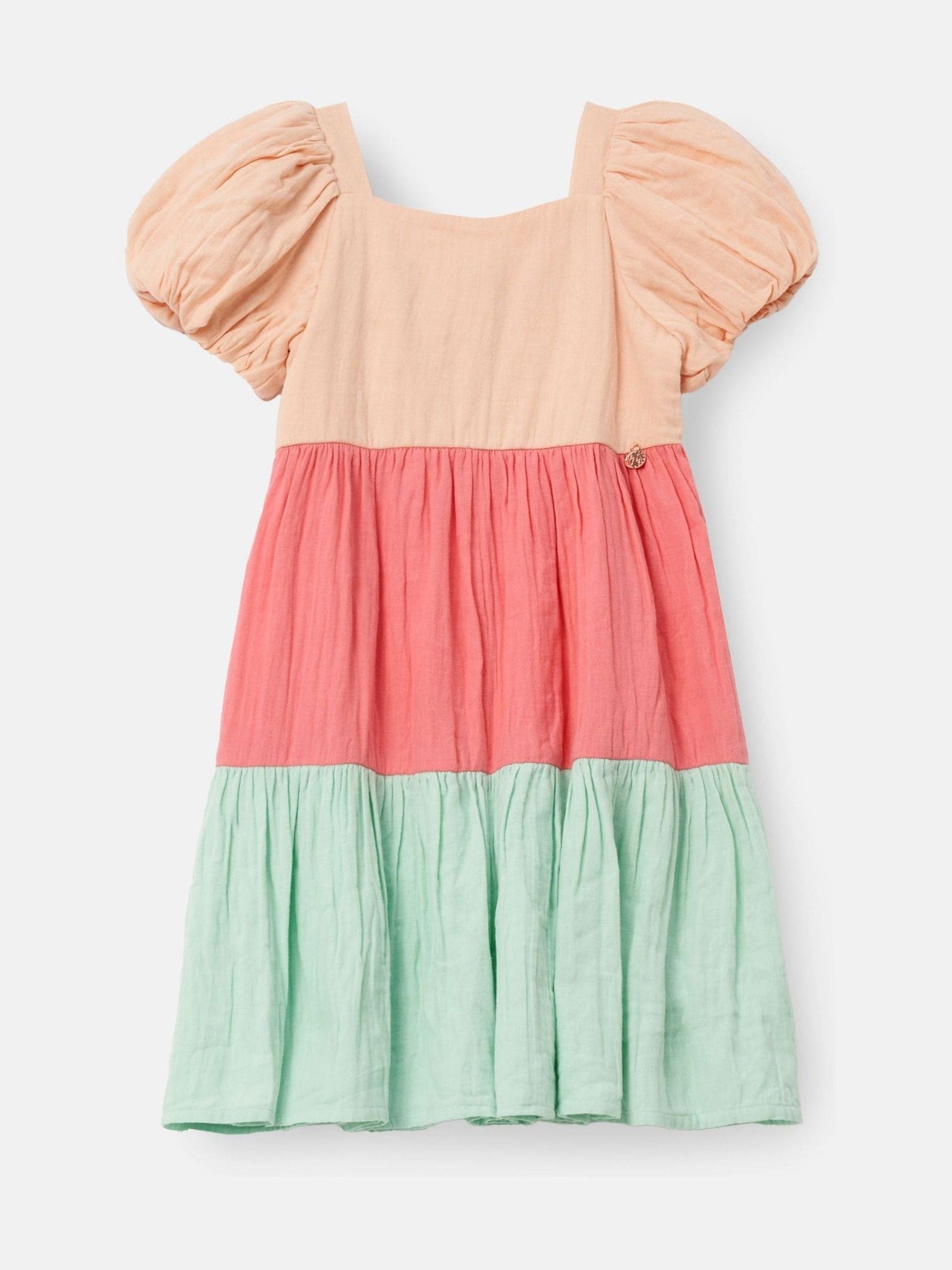 Angel & Rocket Pink Casey Multi Tiered Colourblock 100% Cotton Dress image 6
