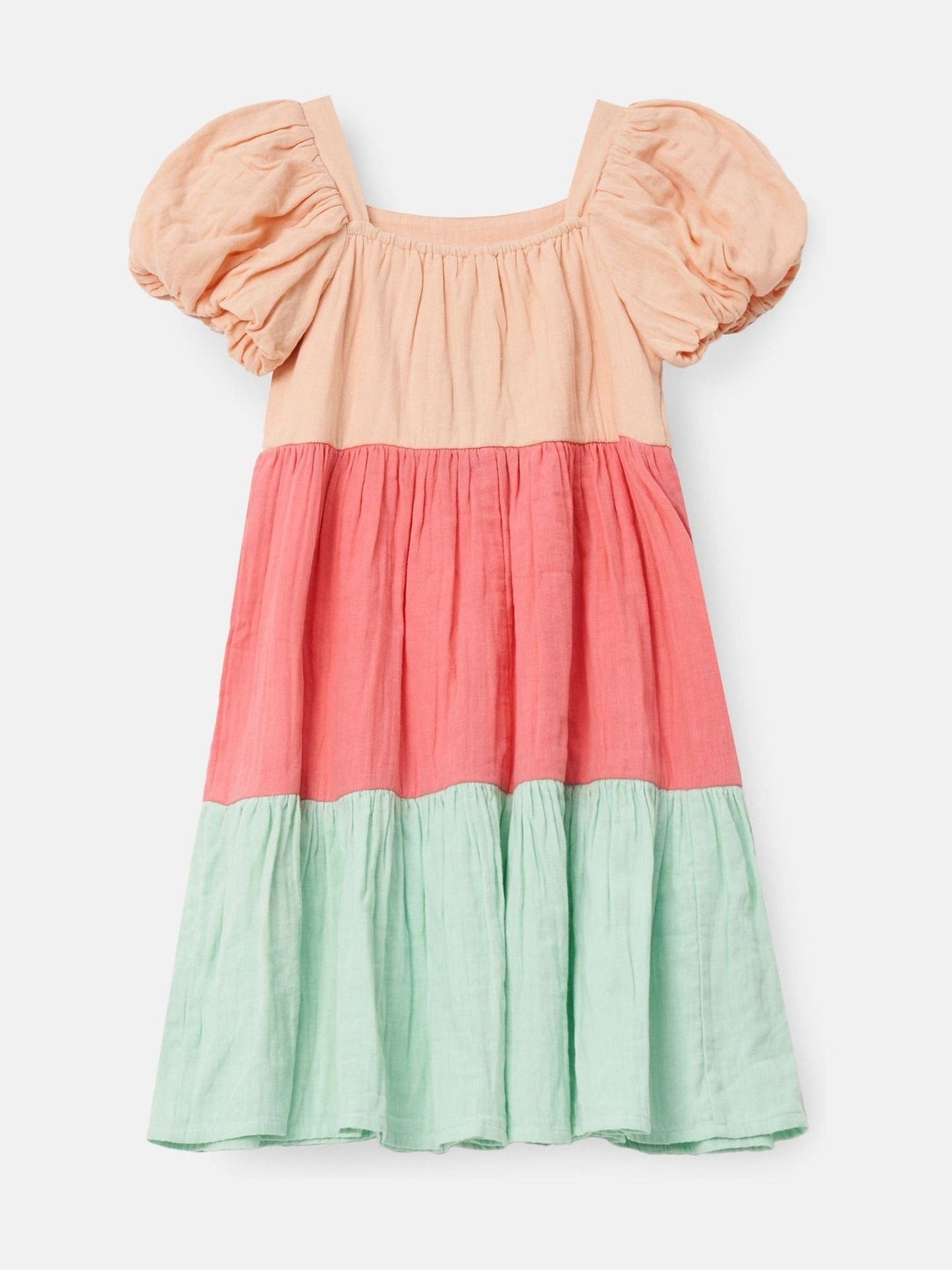 Angel & Rocket Pink Casey Multi Tiered Colourblock 100% Cotton Dress image 7