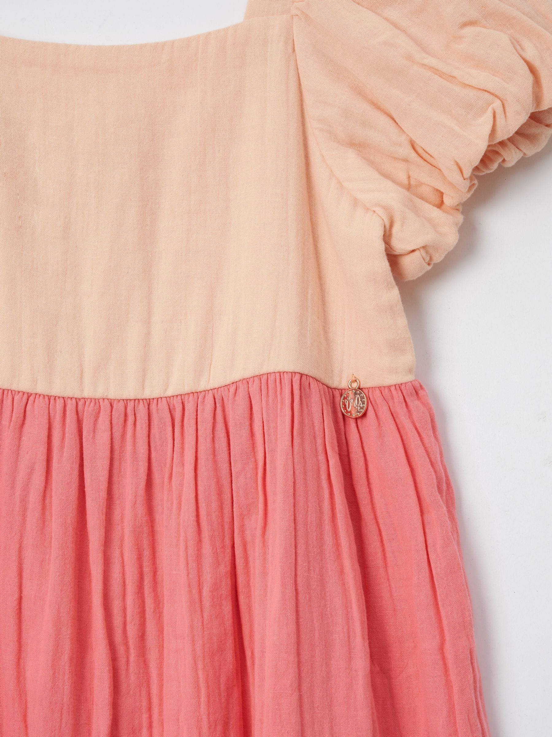 Angel & Rocket Pink Casey Multi Tiered Colourblock 100% Cotton Dress image 8