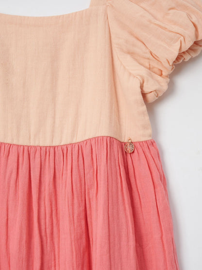 Angel & Rocket Pink Casey Multi Tiered Colourblock 100% Cotton Dress image 8