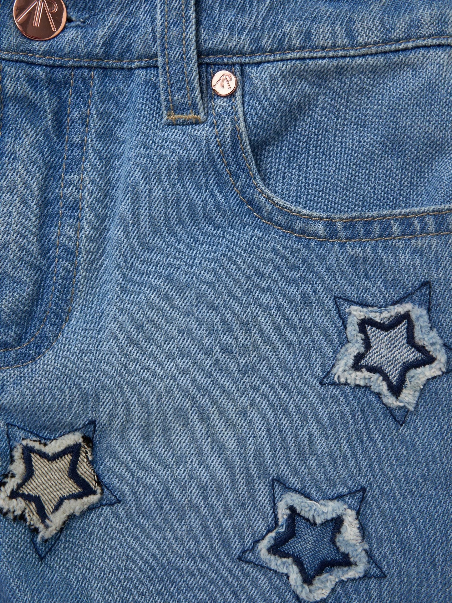 Dsiney Kidz - Angel & Rocket Blue Nina Star Applique 100% Cotton Denim Shorts image 7