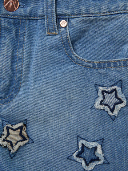 Dsiney Kidz - Angel & Rocket Blue Nina Star Applique 100% Cotton Denim Shorts image 7