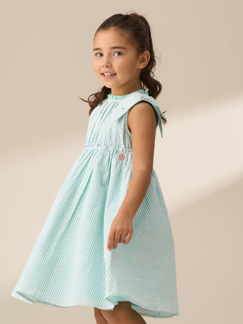 Dsiney Kidz - Angel & Rocket Green Giana Mint Seersucker Stripe 100% Cotton Dress image 1