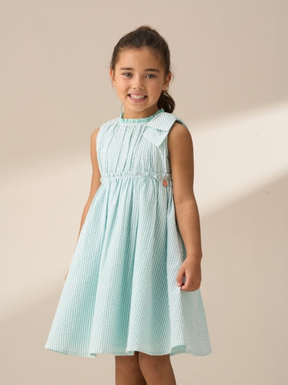 Angel & Rocket Green Giana Mint Seersucker Stripe 100% Cotton Dress image 3