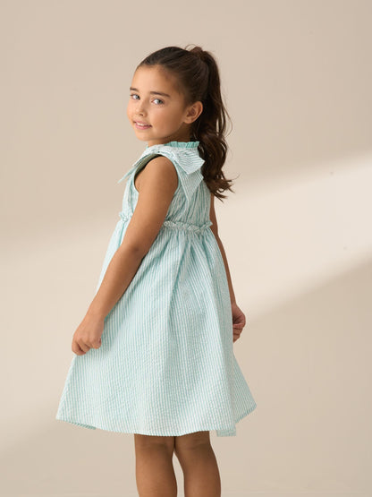Angel & Rocket Green Giana Mint Seersucker Stripe 100% Cotton Dress image 4