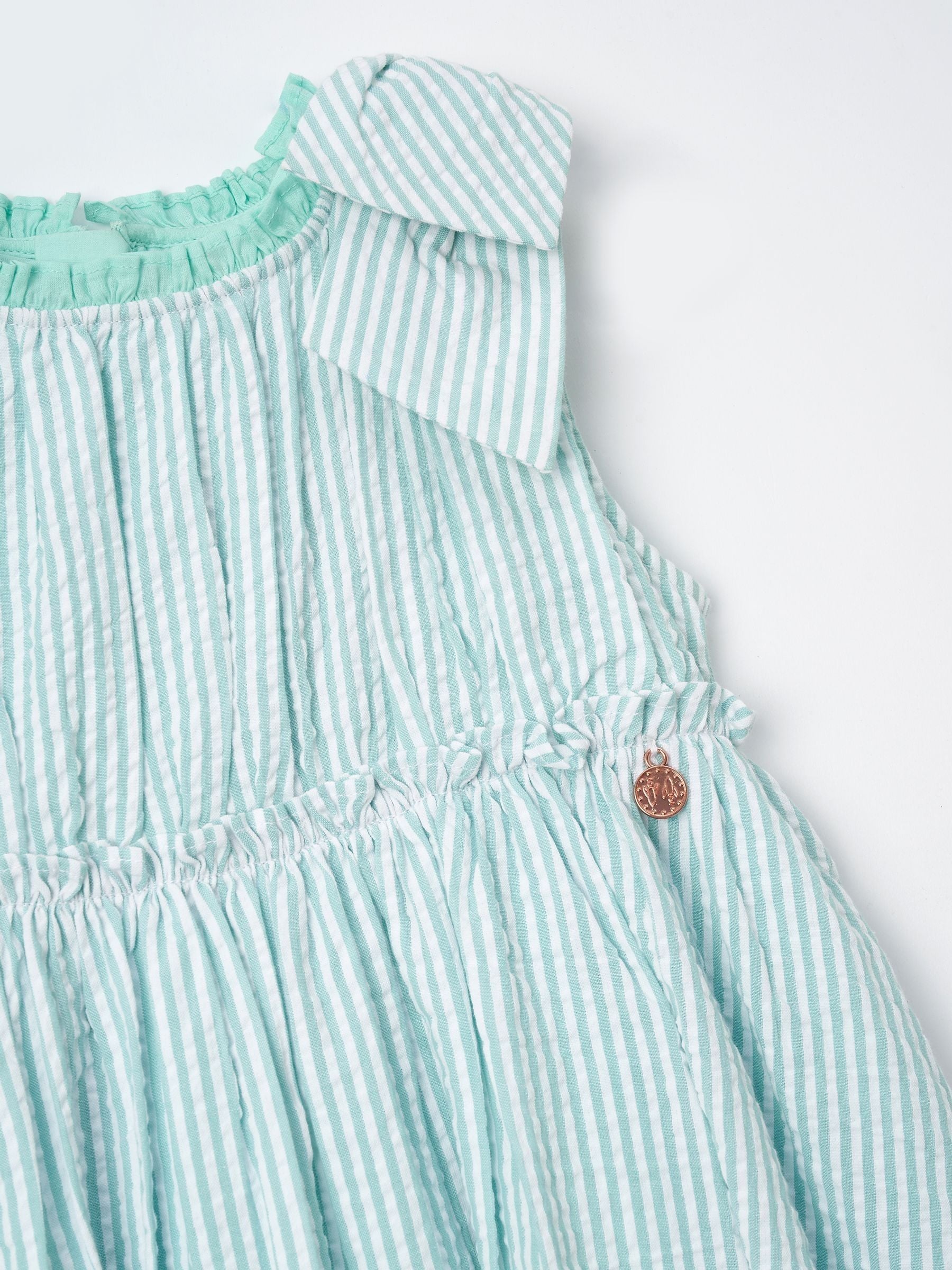 Angel & Rocket Green Giana Mint Seersucker Stripe 100% Cotton Dress image 7