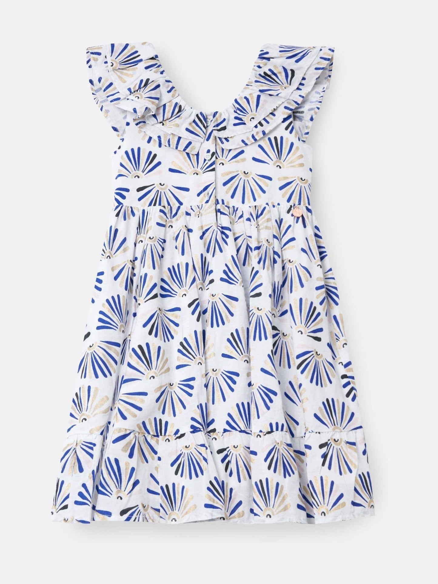Angel & Rocket Blue Lina Frill Neck Print 100% Cotton Dress image 5