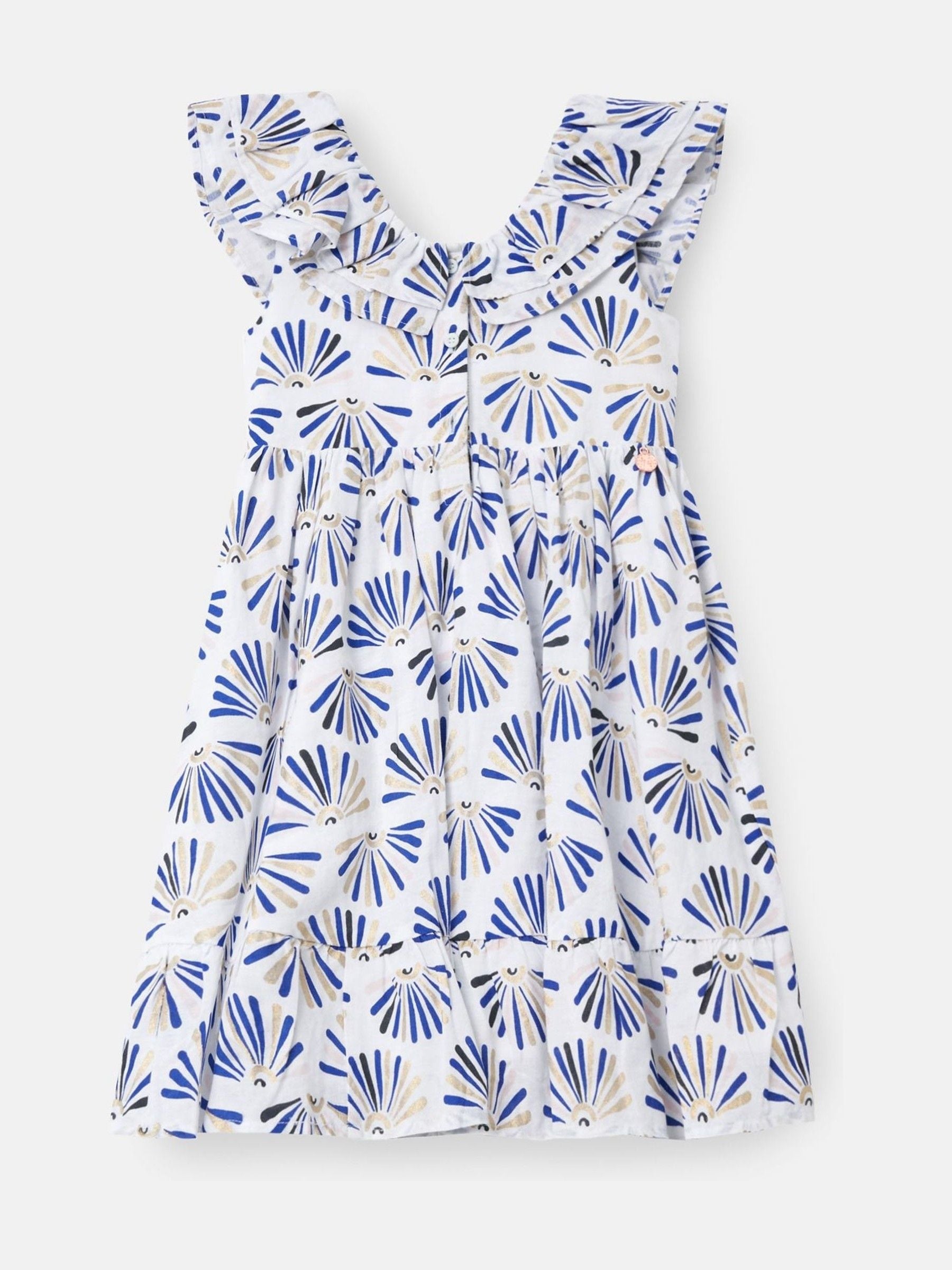 Angel & Rocket Blue Lina Frill Neck Print 100% Cotton Dress image 5