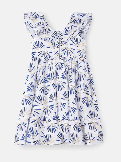 Angel & Rocket Blue Lina Frill Neck Print 100% Cotton Dress image 5