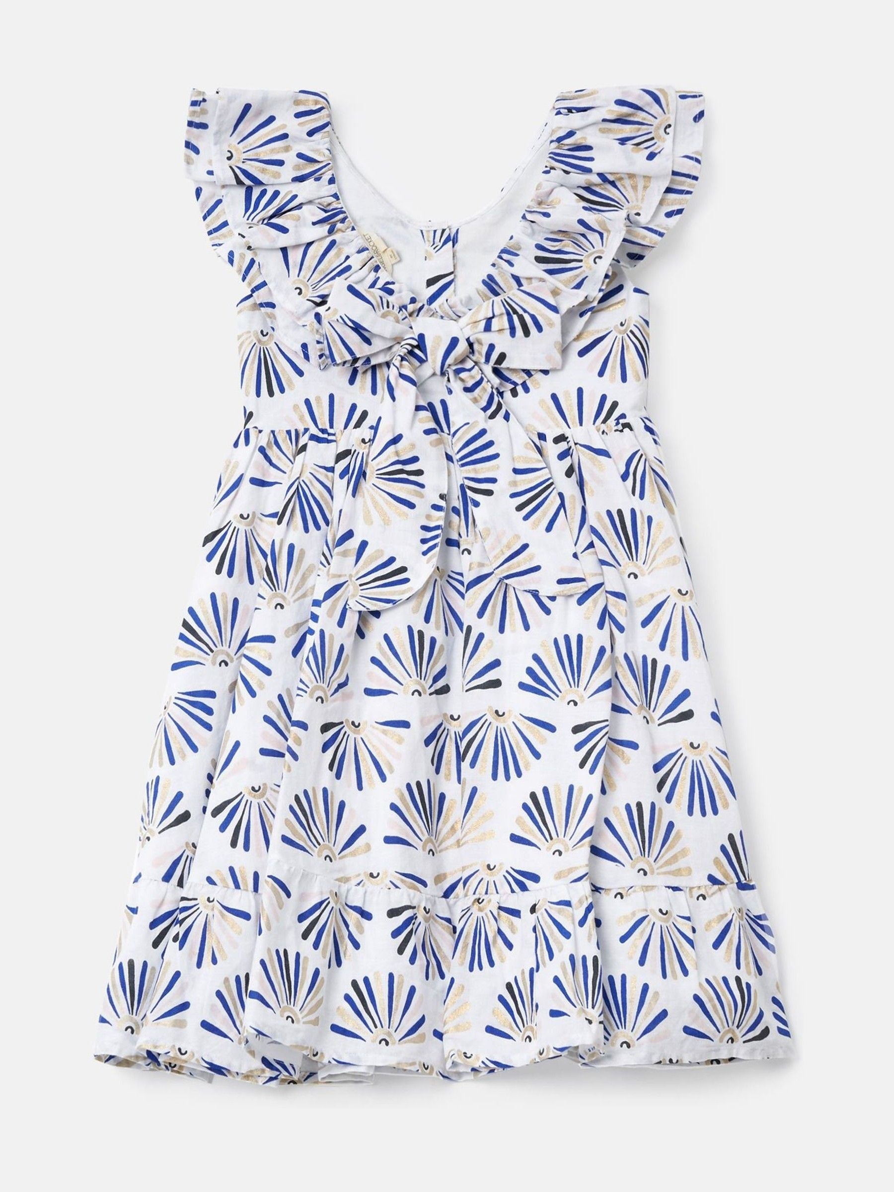 Angel & Rocket Blue Lina Frill Neck Print 100% Cotton Dress image 6