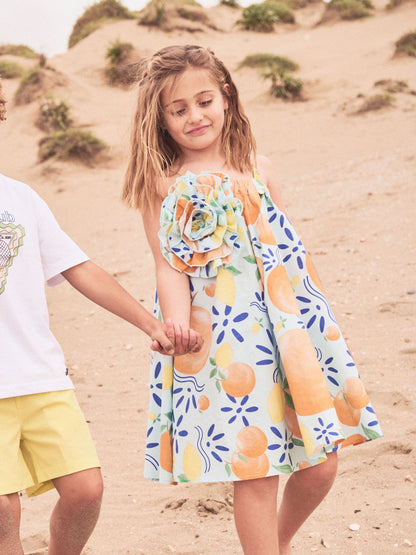Angel & Rocket Light Blue Marnie Denim Corsage Swing Dress image 2