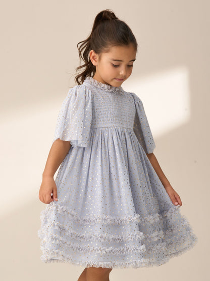 Angel & Rocket Blue Xeni Foil Print Mesh Dress image 1