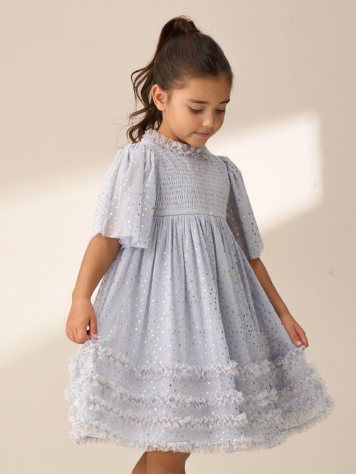 Dsiney Kidz - Angel & Rocket Blue Xeni Foil Print Mesh Dress image 1