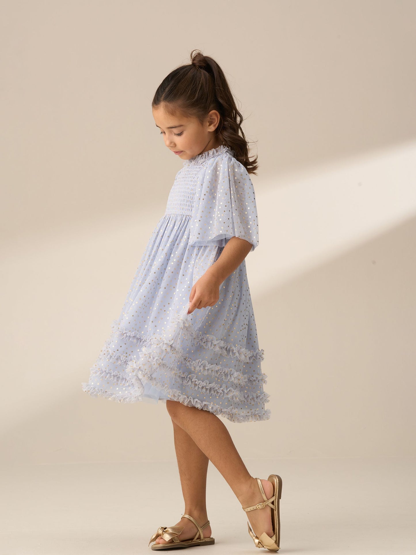Angel & Rocket Blue Xeni Foil Print Mesh Dress image 3