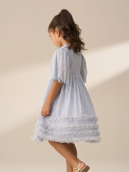 Angel & Rocket Blue Xeni Foil Print Mesh Dress image 4