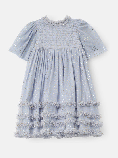Angel & Rocket Blue Xeni Foil Print Mesh Dress image 6