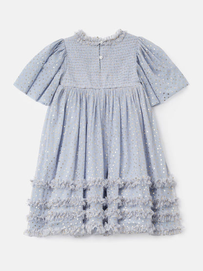 Angel & Rocket Blue Xeni Foil Print Mesh Dress image 7