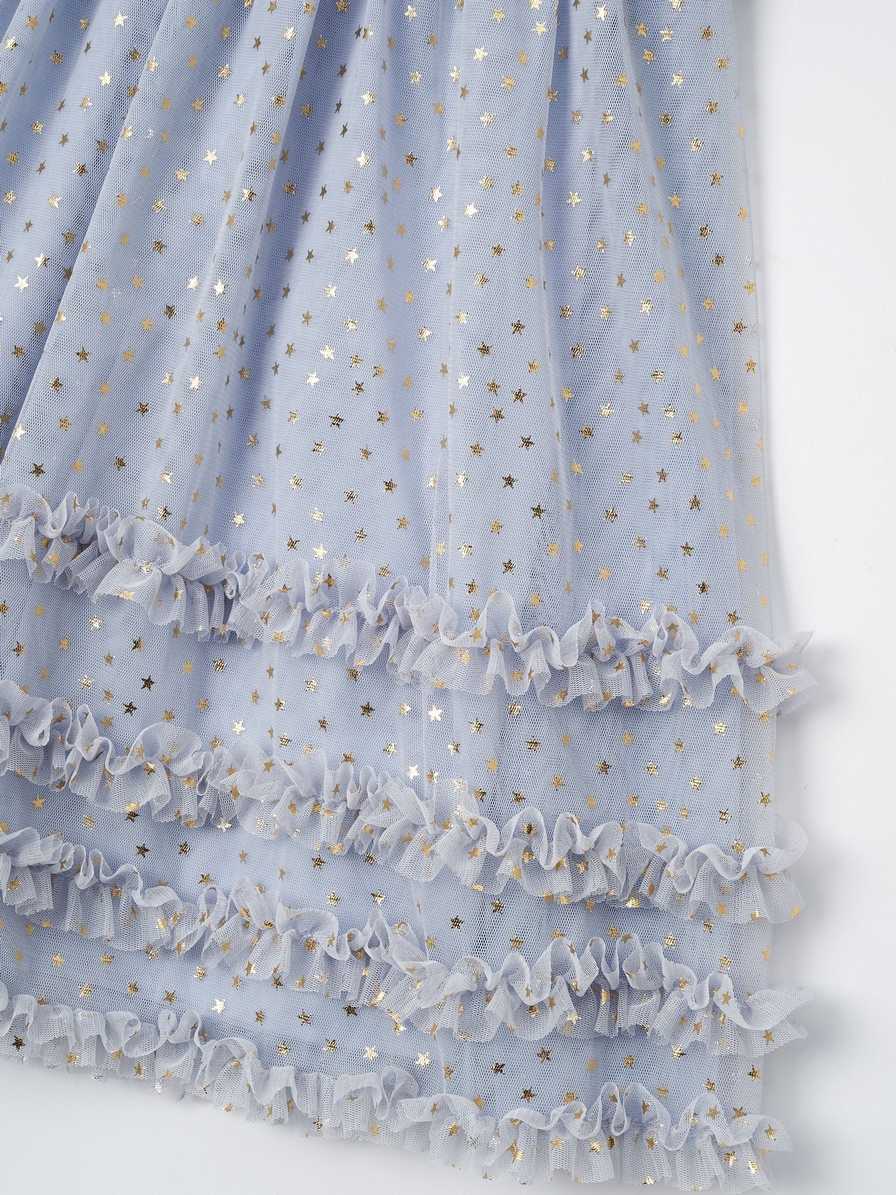 Angel & Rocket Blue Xeni Foil Print Mesh Dress image 8