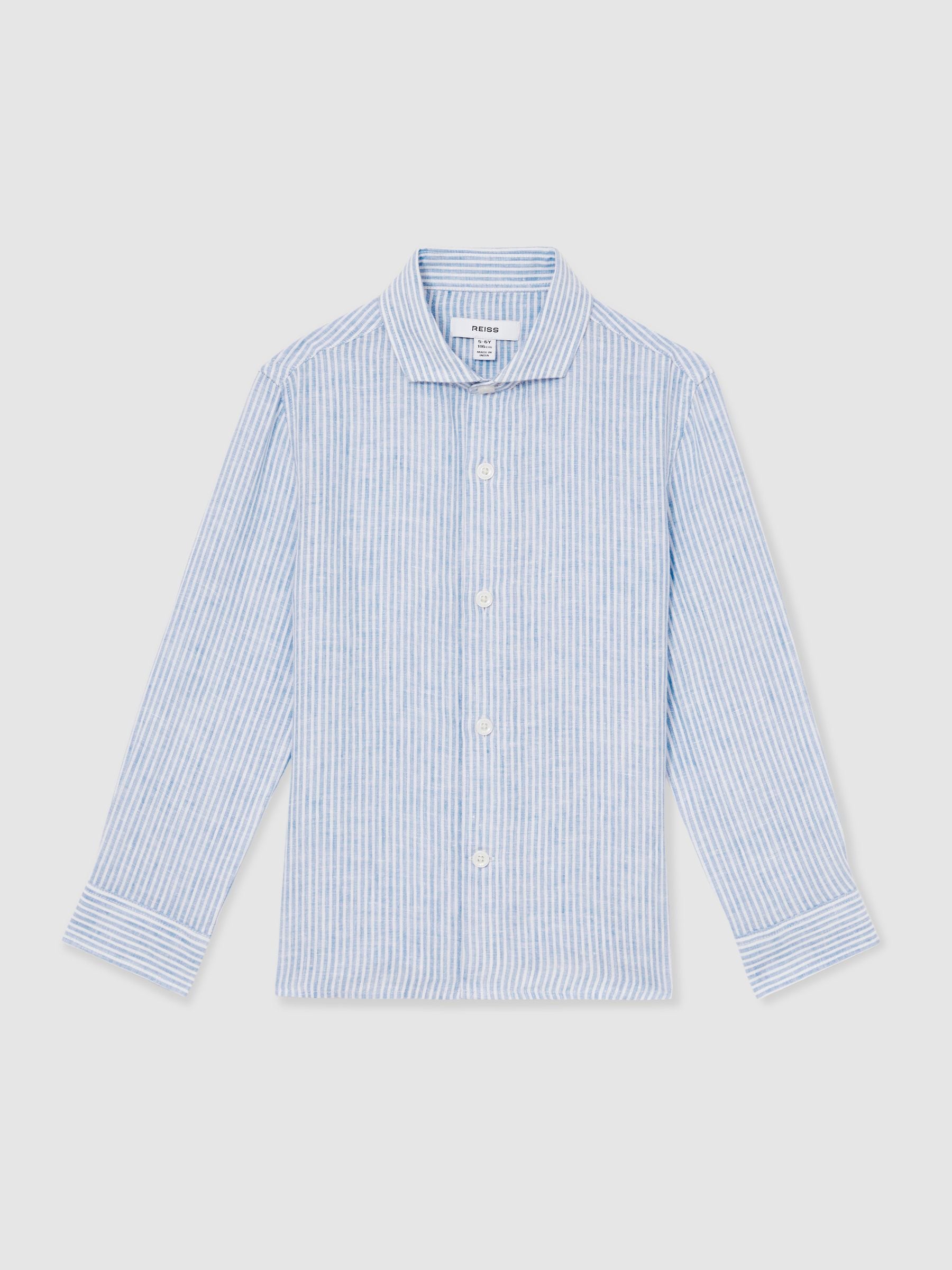 Dsiney Kidz - Reiss Blue/White Stripe Ruban 9-13 yrs Linen Cutaway Collar Shirt image 2