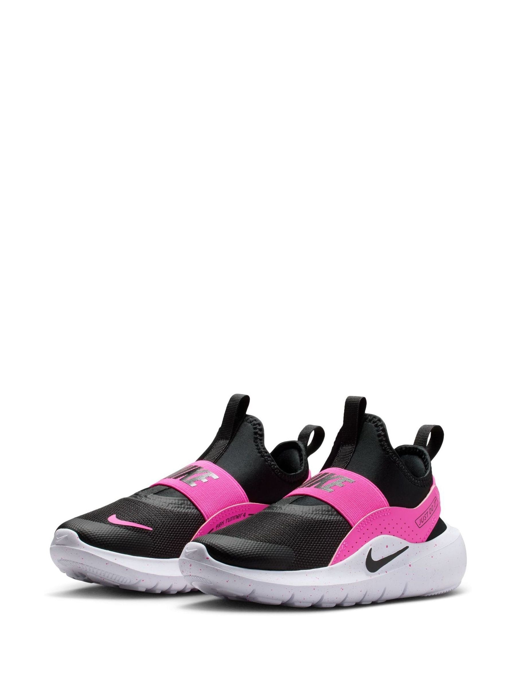 Nike Black/Fuschia Pink Junior Flex Runner 4 Trainers image 5
