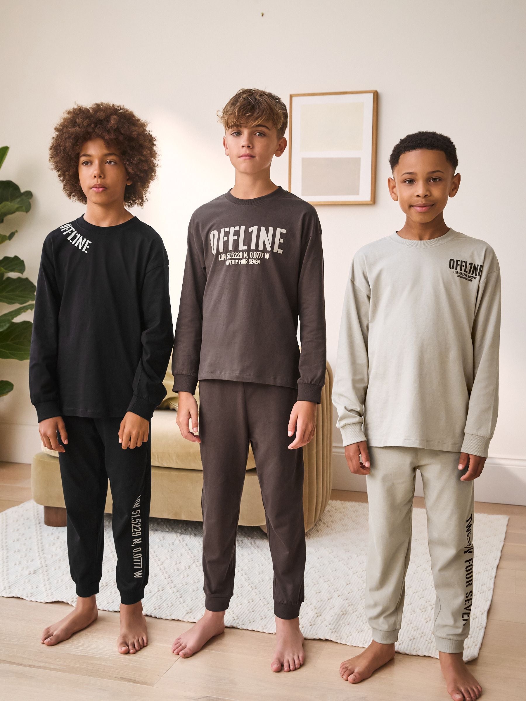 Black/Brown 3 Pack Jogger Pyjamas (3-16yrs) image 1