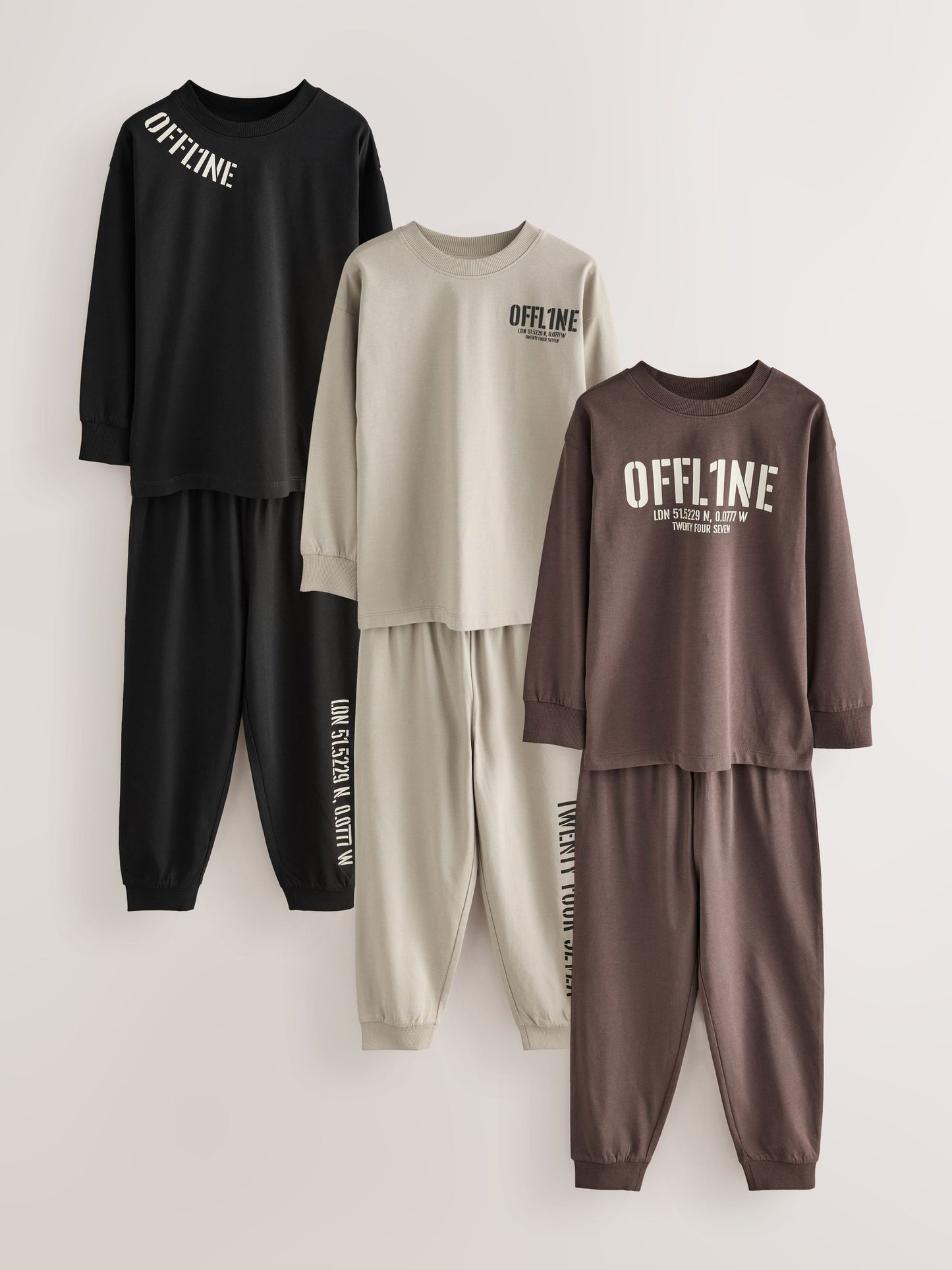 Black/Brown 3 Pack Jogger Pyjamas (3-16yrs) image 5
