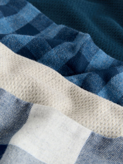 Blue/Grey Long Sleeve Woven Check Pyjamas 2 Pack (3-16yrs) image 9