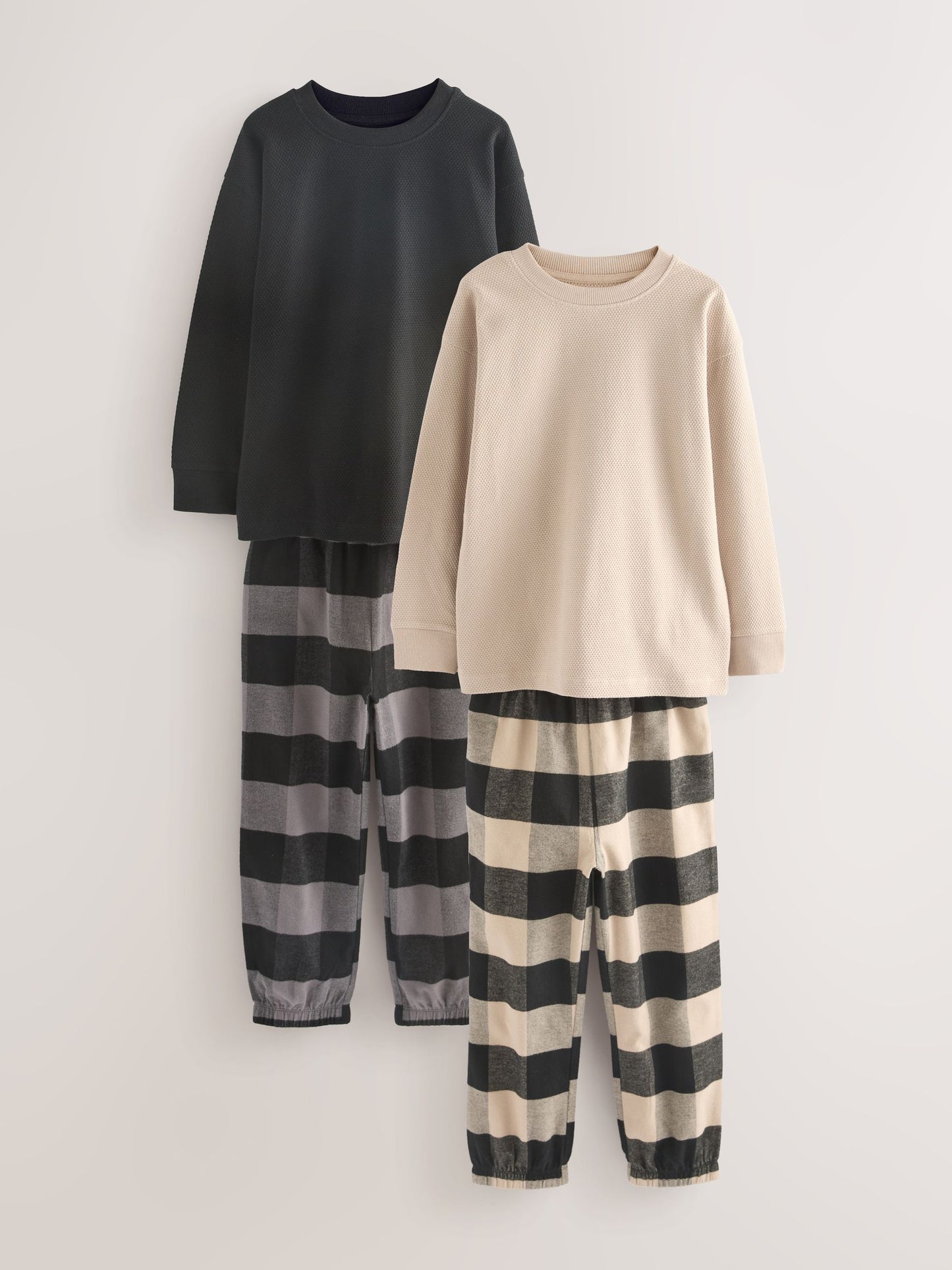 Black/Grey Long Sleeve Woven Check Pyjamas 2 Pack (3-16yrs) image 6
