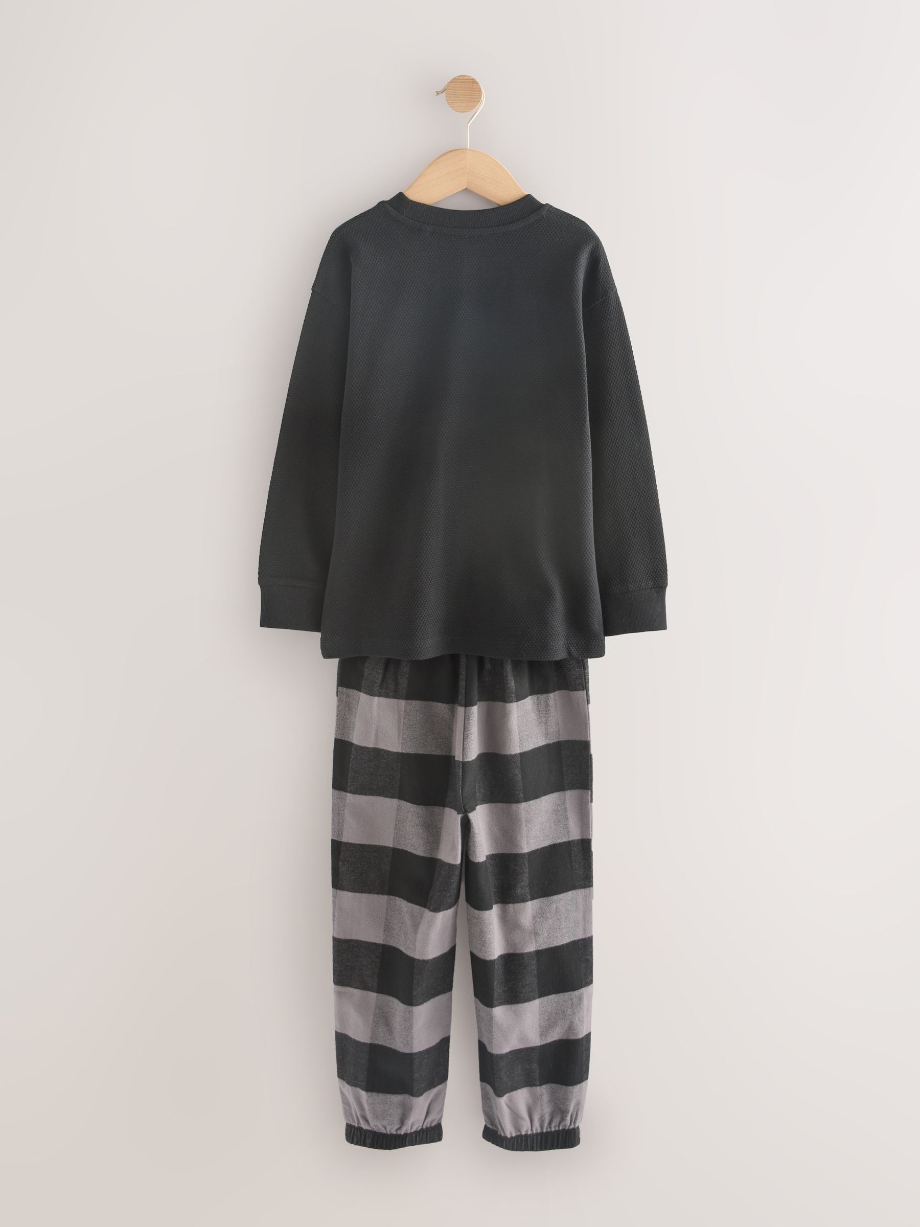 Black/Grey Long Sleeve Woven Check Pyjamas 2 Pack (3-16yrs) image 8