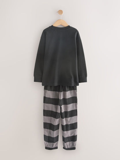 Black/Grey Long Sleeve Woven Check Pyjamas 2 Pack (3-16yrs) image 8