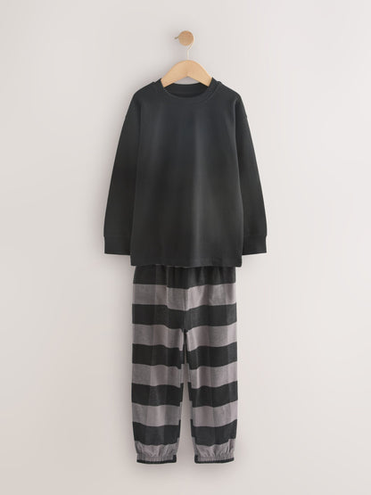 Black/Grey Long Sleeve Woven Check Pyjamas 2 Pack (3-16yrs) image 9