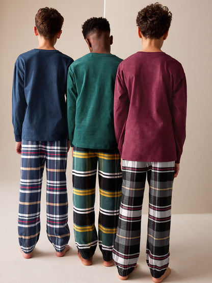 Multi Woven Check Pyjamas 3 Pack (3-16yrs) image 4