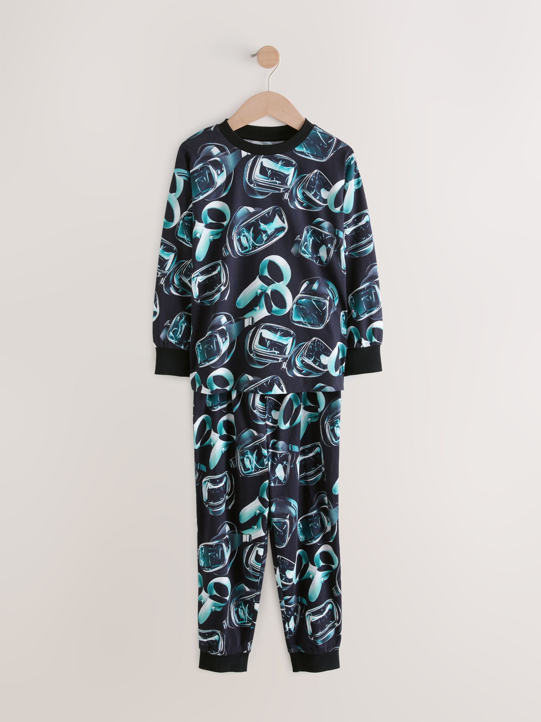 Green/Black Pro Gamer Long Sleeve Pyjamas 2 Pack (3-16yrs) image 3