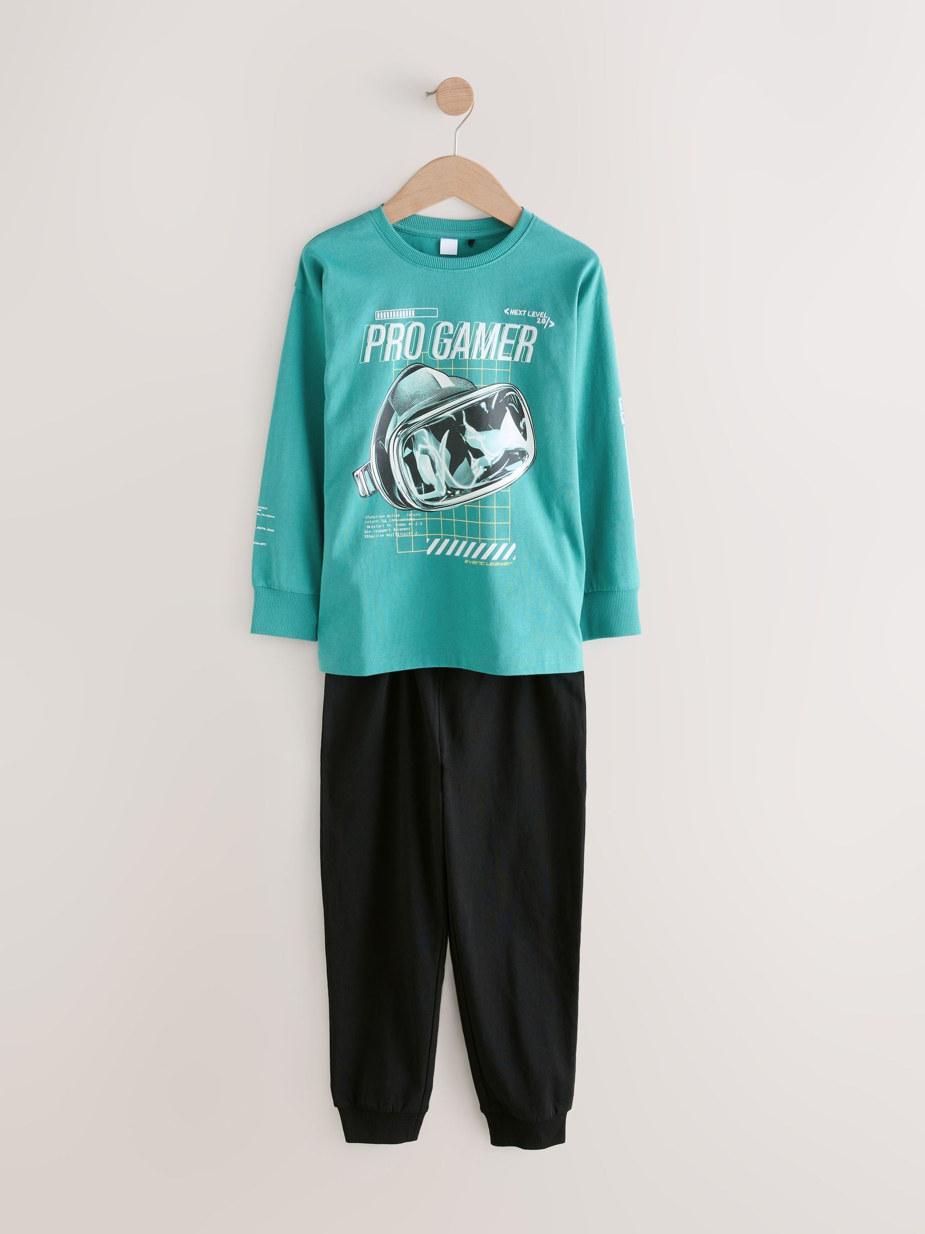 Green/Black Pro Gamer Long Sleeve Pyjamas 2 Pack (3-16yrs) image 5