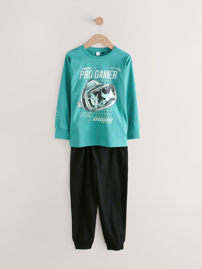 Green/Black Pro Gamer Long Sleeve Pyjamas 2 Pack (3-16yrs) image 5