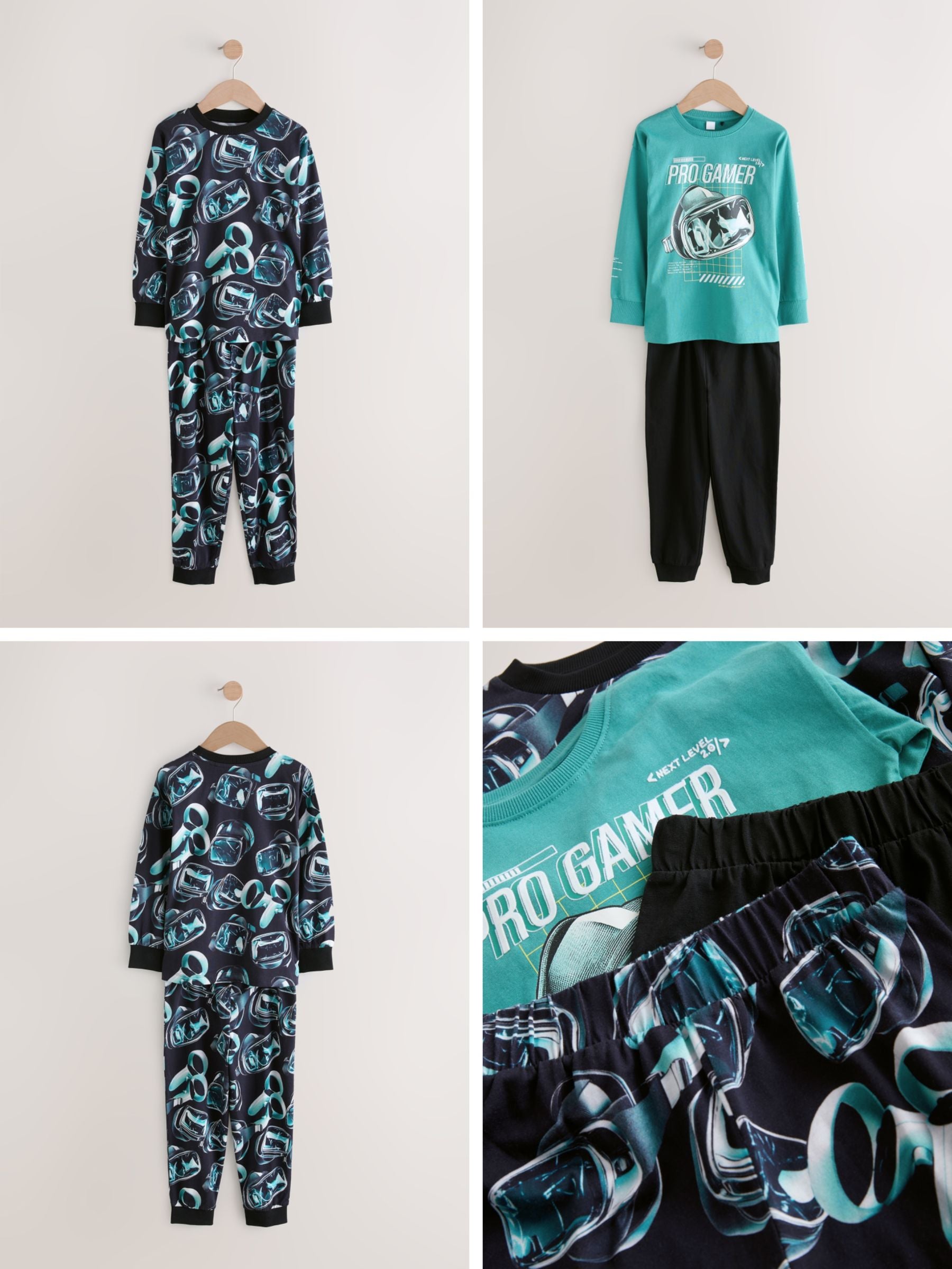 Green/Black Pro Gamer Long Sleeve Pyjamas 2 Pack (3-16yrs) image 9