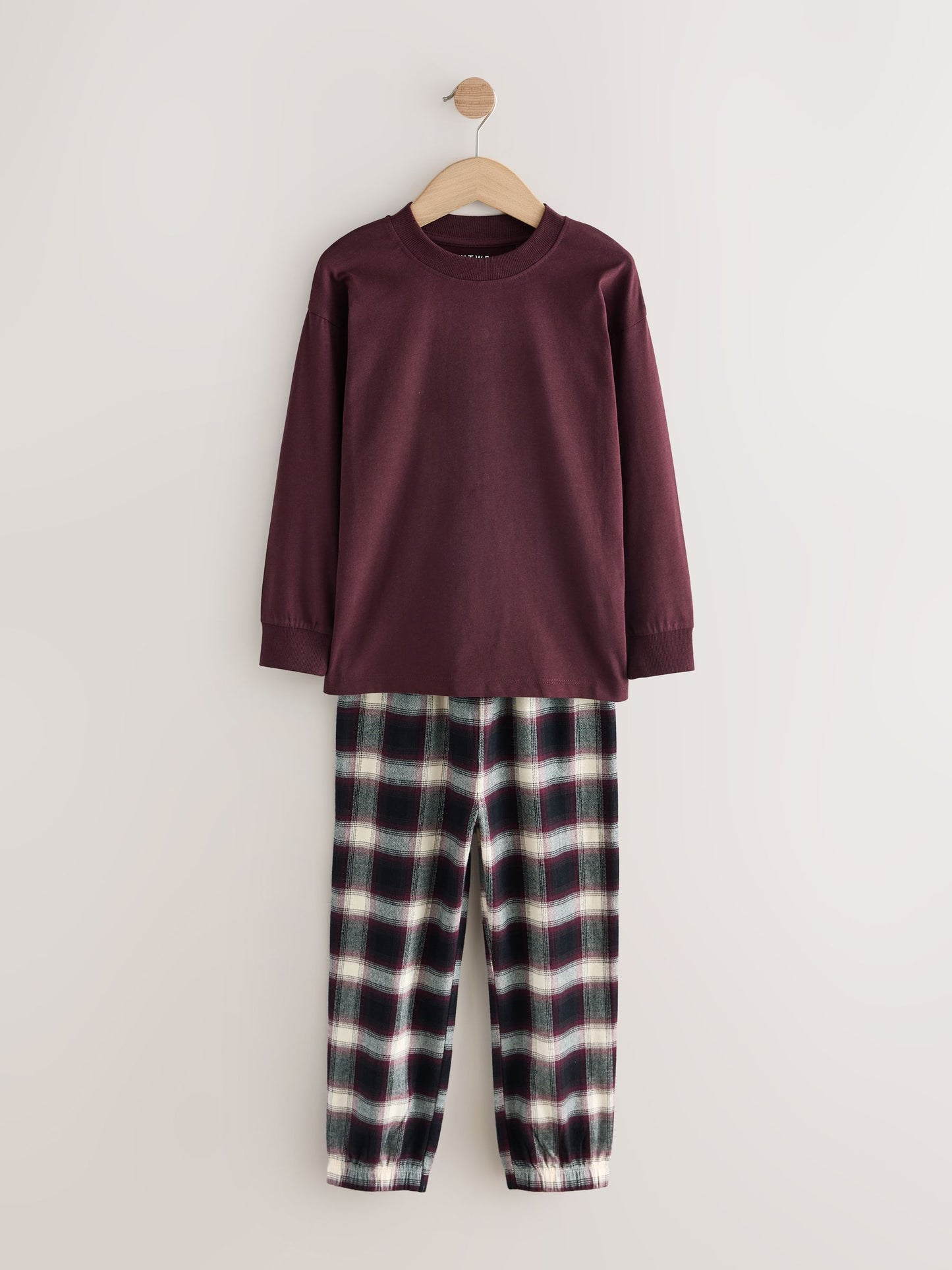 Burgundy Red/Brown Woven Check Pyjamas 3 Pack (3-16yrs) image 6