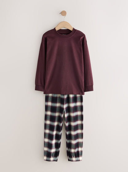 Burgundy Red/Brown Woven Check Pyjamas 3 Pack (3-16yrs) image 6