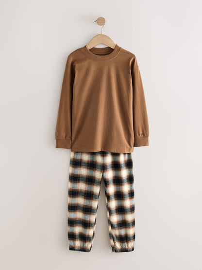 Burgundy Red/Brown Woven Check Pyjamas 3 Pack (3-16yrs) image 7